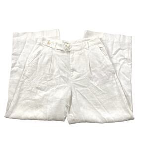 Madewell Pants Women 10 White Harlow Wide Leg Linen Classic Preppy NWT NL450